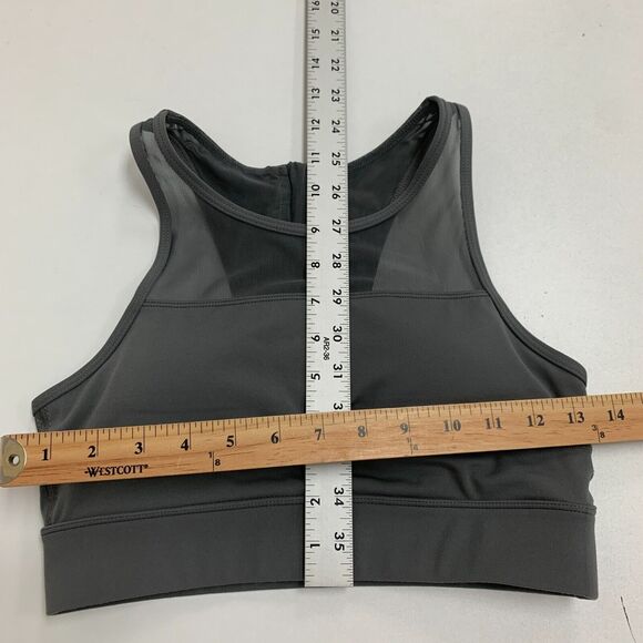 Zyia Active Sports Bra Womens Small Gray Mesh Panel Racerback Zip Back Longline - Picture 8 of 14